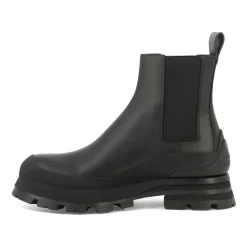 Sorte ankellæderstøvler til mænd