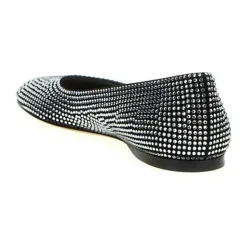 Sorte Ballerina Flats med Strass Pynt