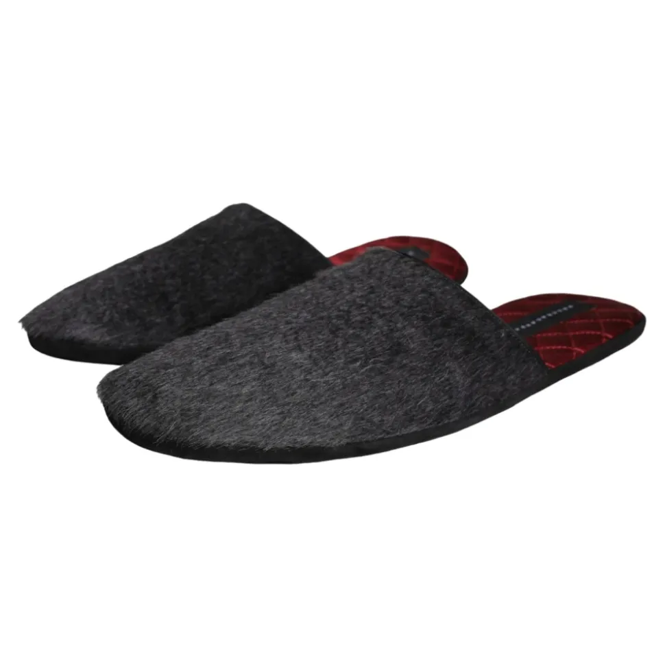 Sorte Falske Pels Slip On Sko