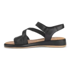 Sorte glatte lædersandaler