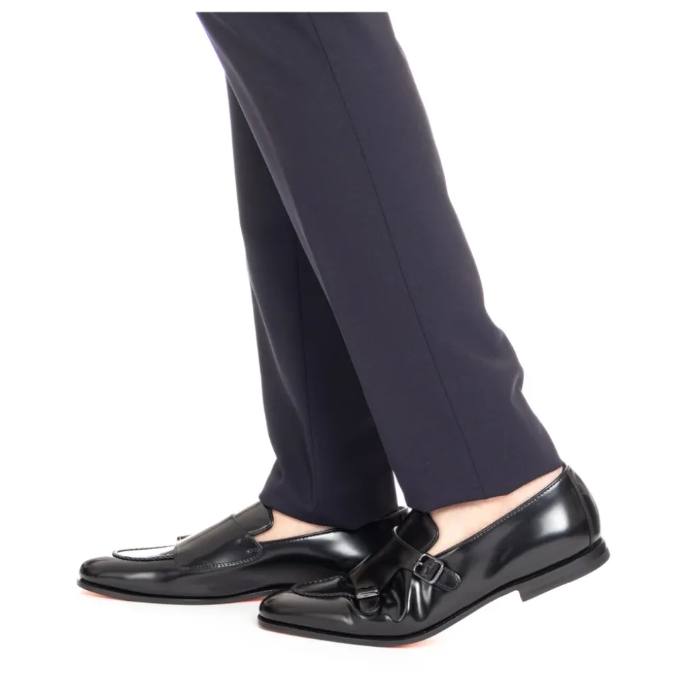 Sorte Læder Sko med Dobbelt Spænde