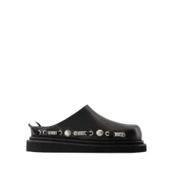 Sorte Lædersandaler - Rund Tå