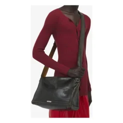 Sprækket læder Slouch taske