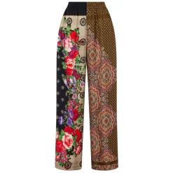 Stampa Piazzata Mix Foulard Wide Trousers