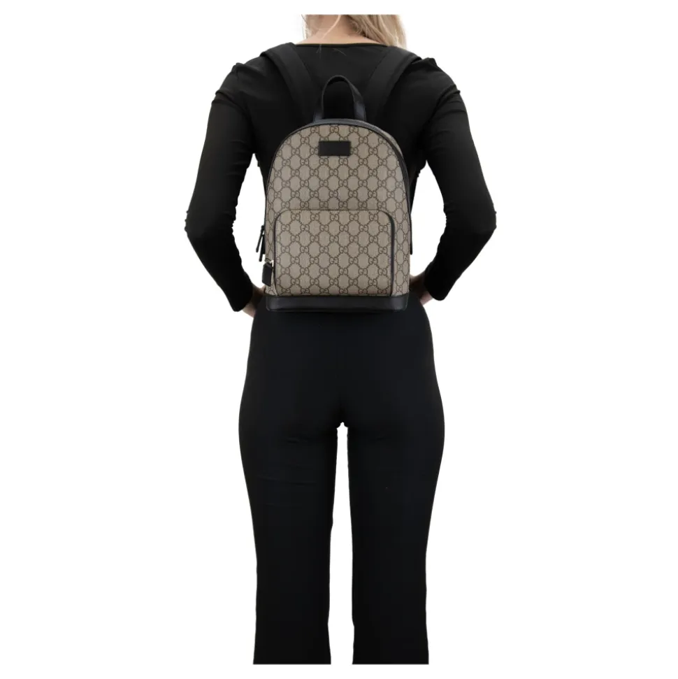 Stilfuldt læderrygsæk med logomotiv