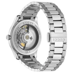 Stålkasse, brun tigerøje stendial med bier, stålarmbånd