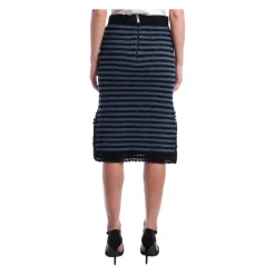 Stribet Hæklet Midi Nederdel