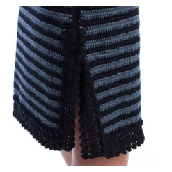 Stribet Hæklet Midi Nederdel