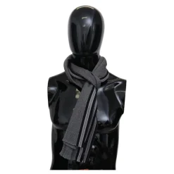 Stribet Uldtørklæde med Logo Broderi