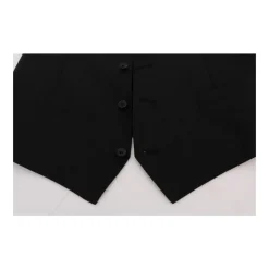 Stribet uldvest med knaplukning