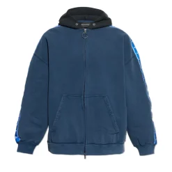 Stripe Patched Hood Zip-up Hættetrøje