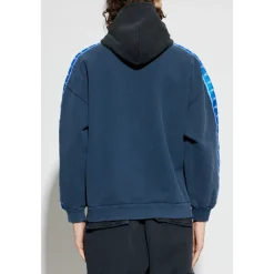 Stripe Patched Hood Zip-up Hættetrøje