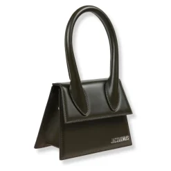 Struktureret lædertaske med aftagelig rem