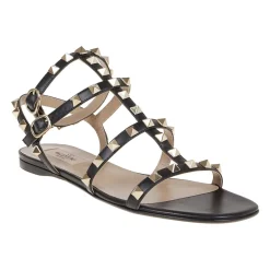Studded Calfskin Flat Sandals