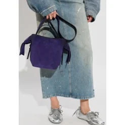 Suede Håndtaske med Logo