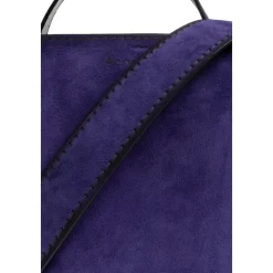 Suede Håndtaske med Logo