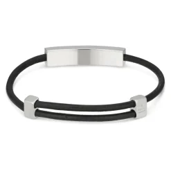 Tag armbånd i sterlingsølv og læder med logo