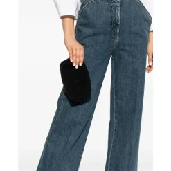 Tekstureret Sort Lynlås Taske med Logo