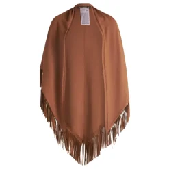 Tørklæde med frynser og kunstlæderdetalje