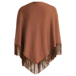 Tørklæde med frynser og kunstlæderdetalje