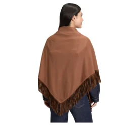 Tørklæde med frynser og kunstlæderdetalje