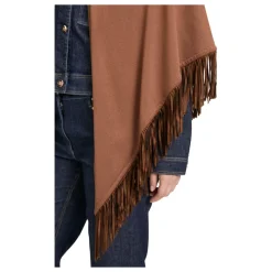 Tørklæde med frynser og kunstlæderdetalje