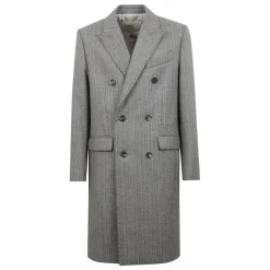 Uld Dobbeltbrystet Frakke Fiskebensmønster