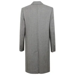 Uld Dobbeltbrystet Frakke Fiskebensmønster