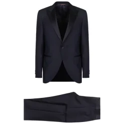 Ulddragt med satin reverskrave