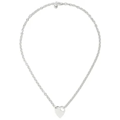 Varemærke halskæde i sterlingsølv med hjertemotiv og varemærkedetalje_40/45 cm