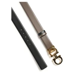 Vendbar kalveskindbælte med dobbelt Gancini