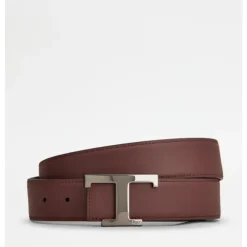 Vendbar læderbælte med T-spænde