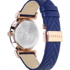 V-Motif Dameur Rosaguld Blå Læder