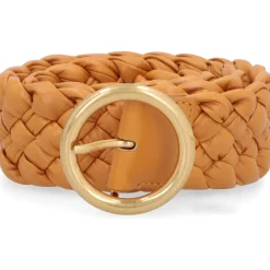 Vævet læderbælte Guldspænde