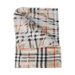 Wide EKD Check Wool Silk Scarf