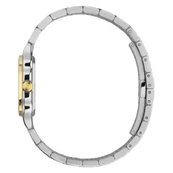 YA166503 - G-Flat 24mm rustfrit stål urkasse med 18 kt guldbelagt bezel og skruer; Sølvforzinket skive med romerske indekser kl. 12 og 6 og diamantindekser; Rustfrit stål armbånd