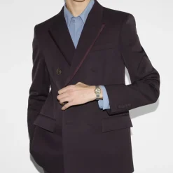 YA166503 - G-Flat 24mm rustfrit stål urkasse med 18 kt guldbelagt bezel og skruer; Sølvforzinket skive med romerske indekser kl. 12 og 6 og diamantindekser; Rustfrit stål armbånd