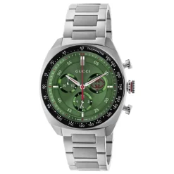 YA142318 - Interlocking 41mm rustfrit stål urkasse, grønt skive, lille sekundviser, sort keramisk bezel med tachymeter indikation, rustfrit stål armbånd